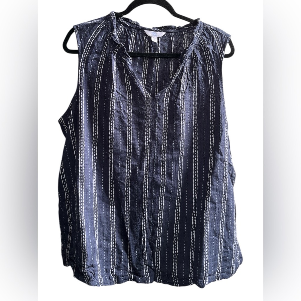 Navy & White Striped Women's Top